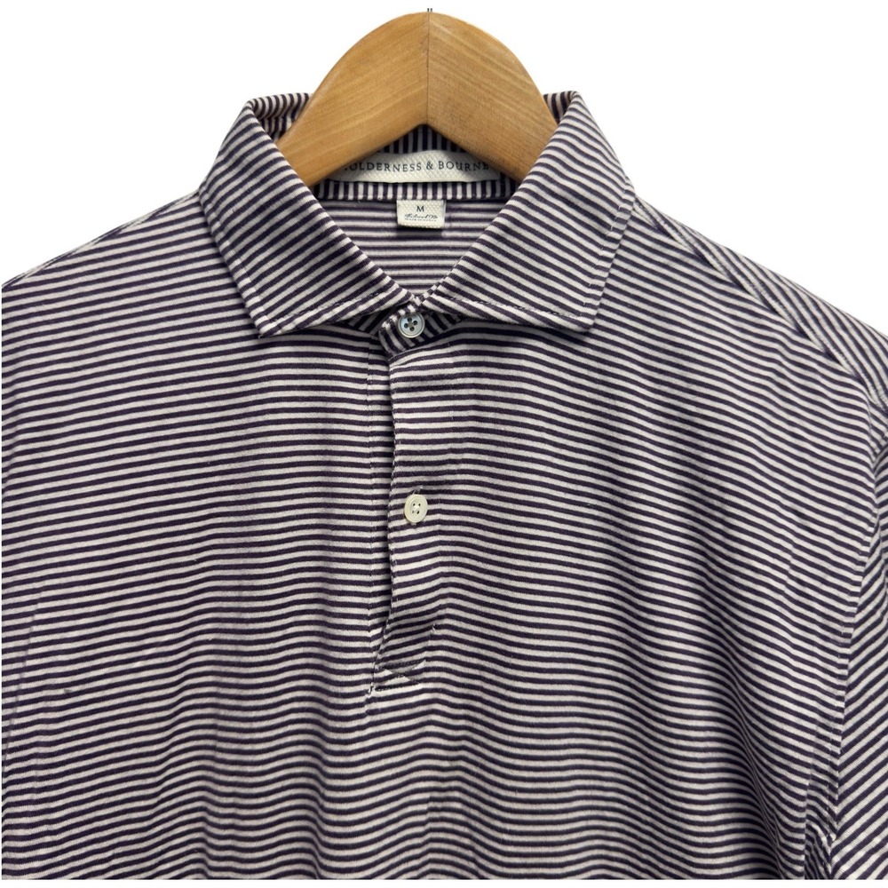 Holderness & Bourne Men's M Purple/White Striped Delbarton Prep School Golf Polo